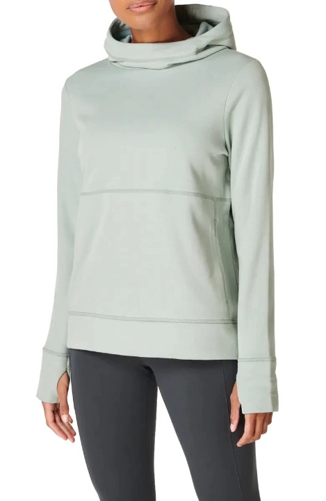 SWEATY BETTY Galvanise Running Hoodie Sweatshirt Mirage Green Size Large