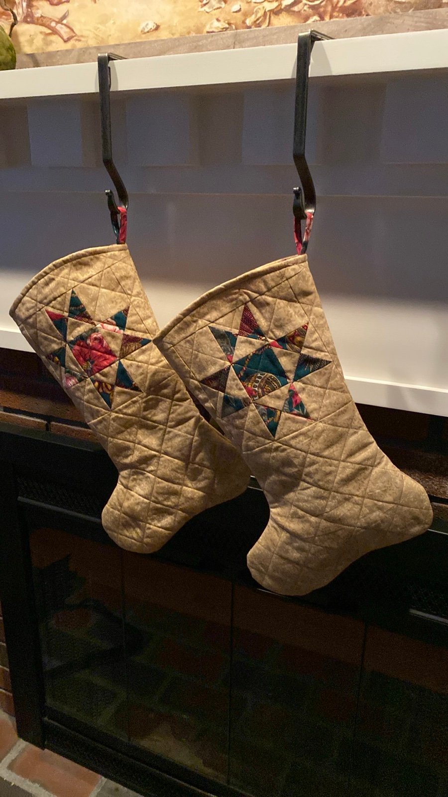 Pair of quilted Christmas stockings