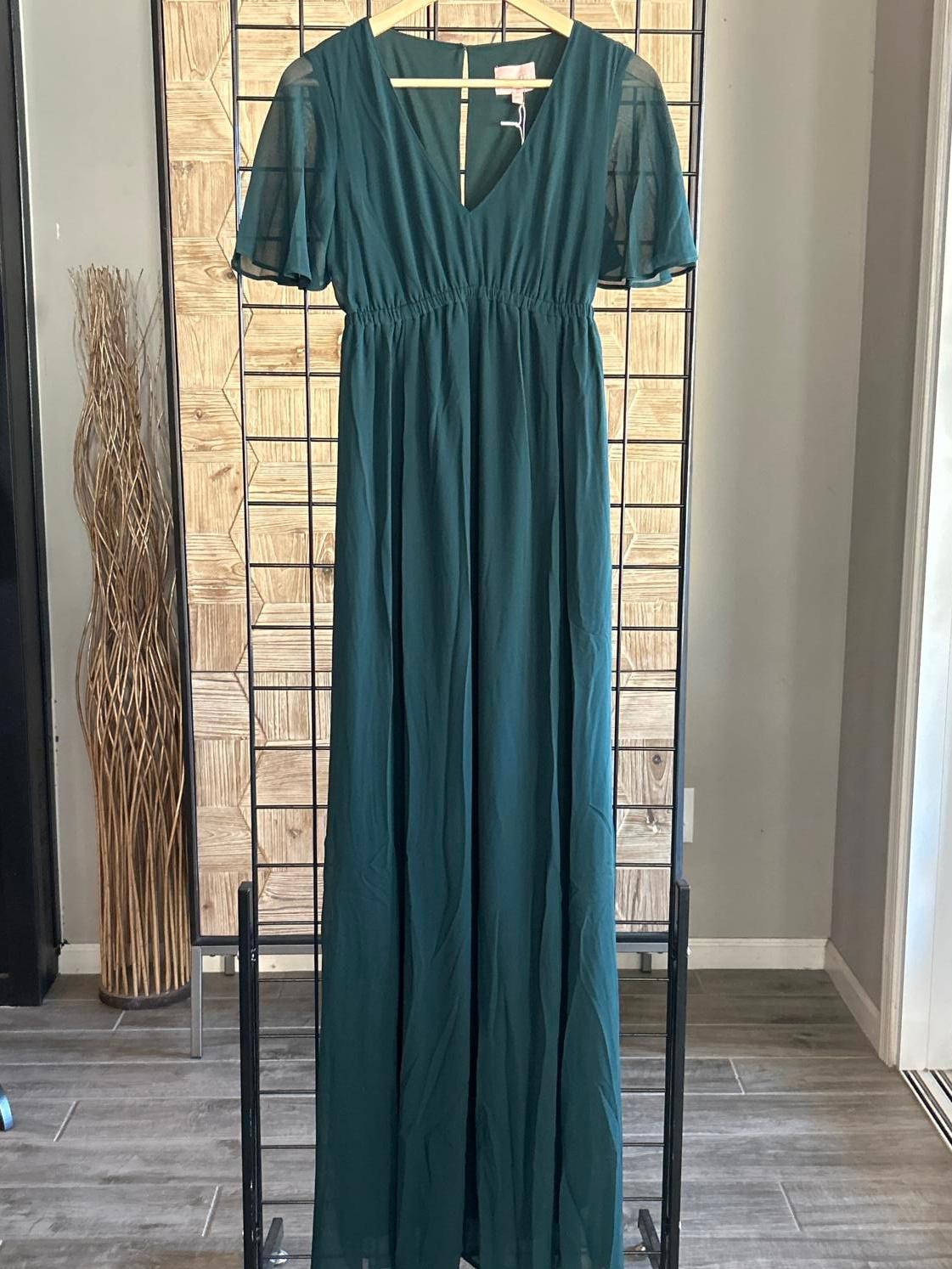 NWT - Show Me Your Mumu Empire Dress XXS Emerald Green Chiffon Fairy