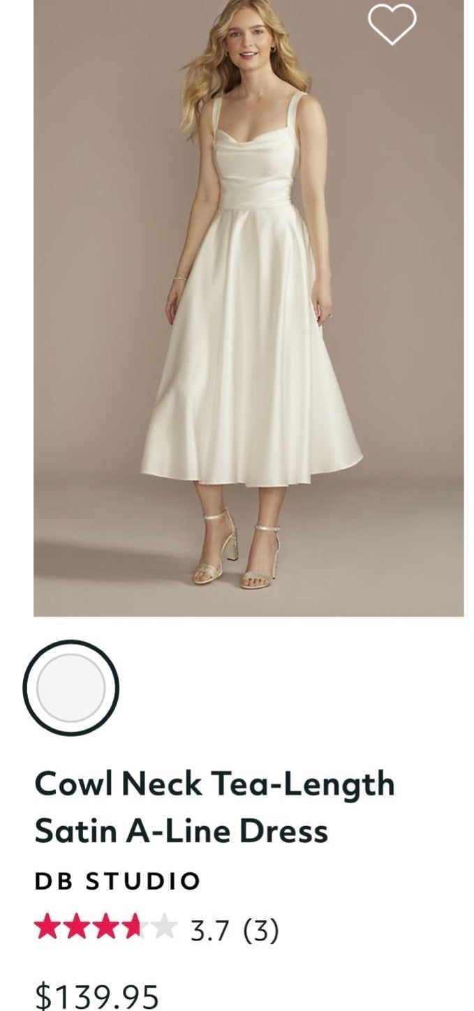 DB STUDIO - cowl neck tea-length satin a-line dress