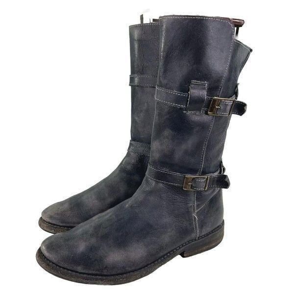 Bed Stu Cobbler Series Sandover Boot US 6.5 Dark Leather Mid-Calf Biker Boots