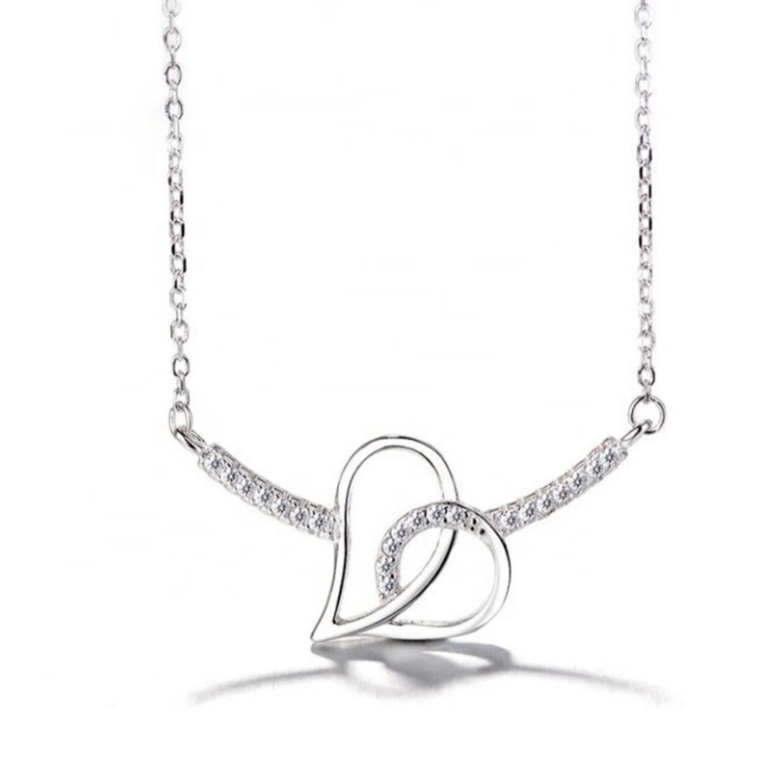 Solid 925 Sterling Silver Pendant with Chain Promise Infinity Diamond Necklace