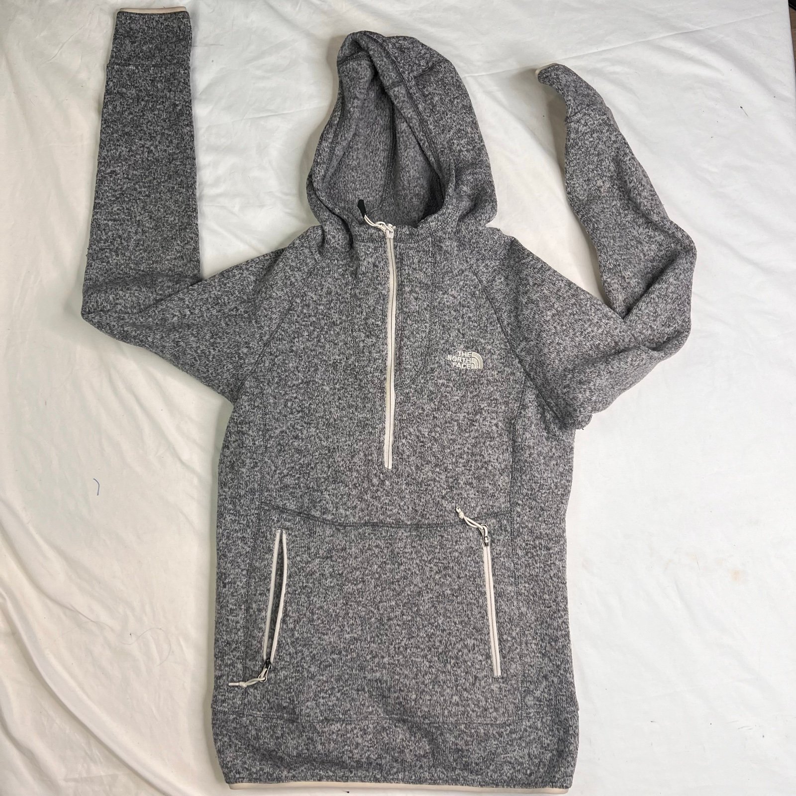 North Face Sweater Womens Size XS TP Gray Hoodie 3/4 Zip Hooded Ladies L031124