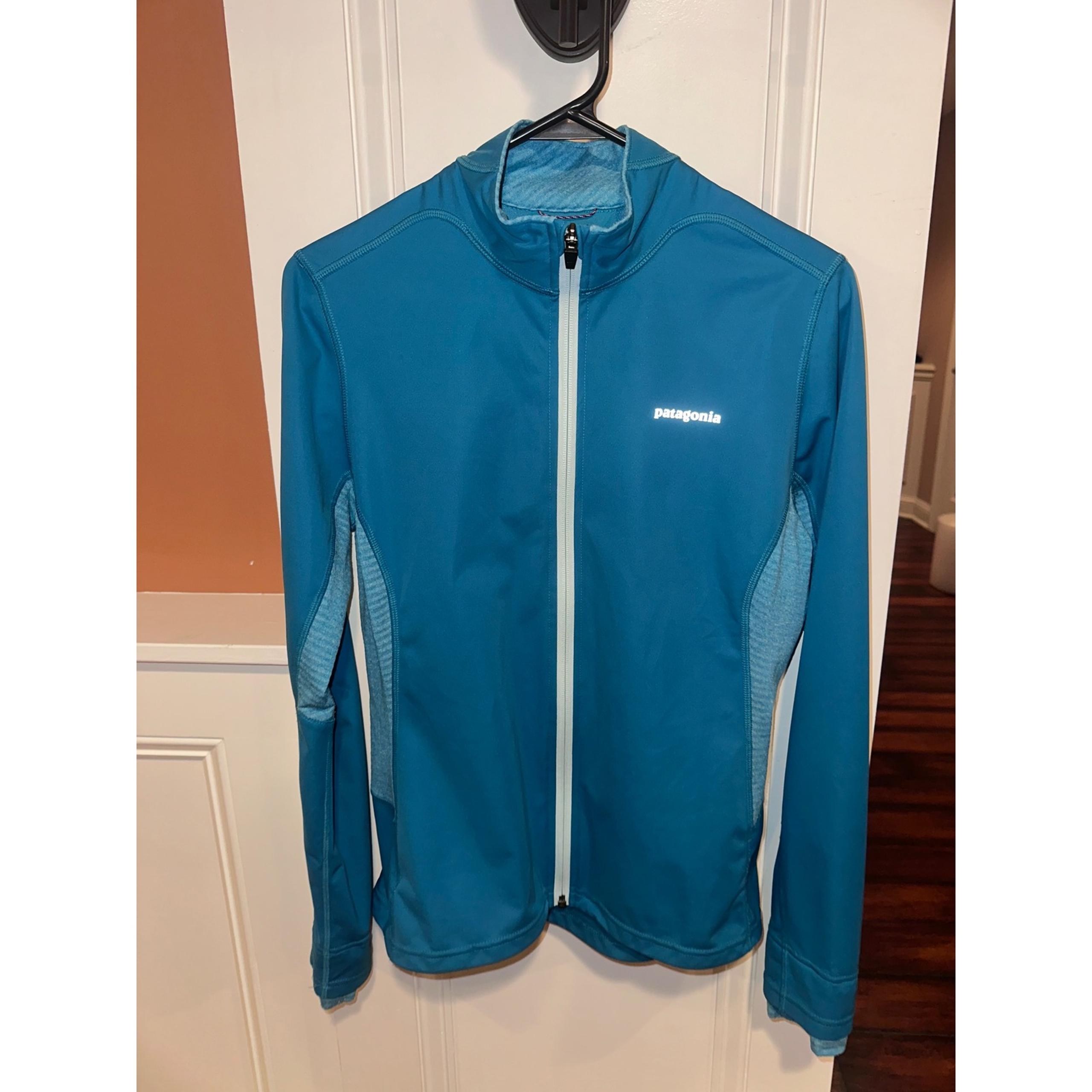 Women Patagonia Active Full Zip Jacket Teal Blue Athletic Running Lightweight S