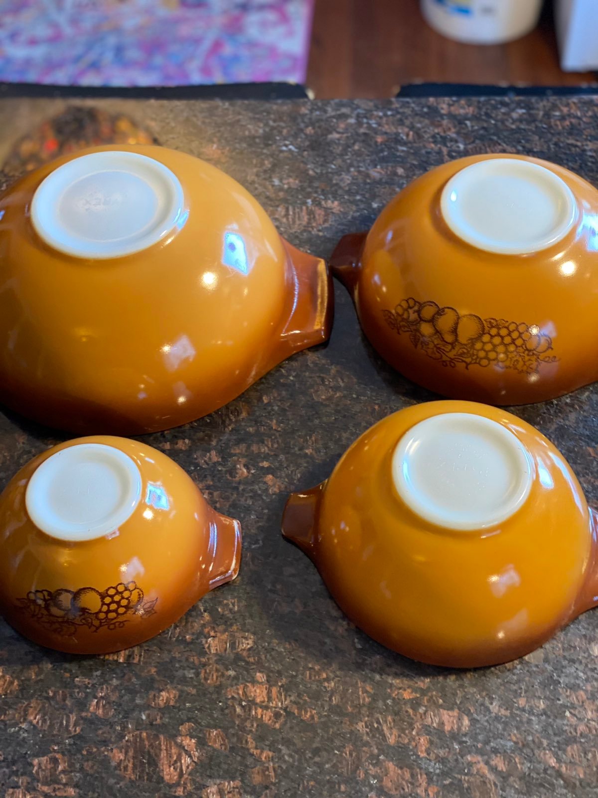 Set of Pyrex Old Orchard Mixing Bowls