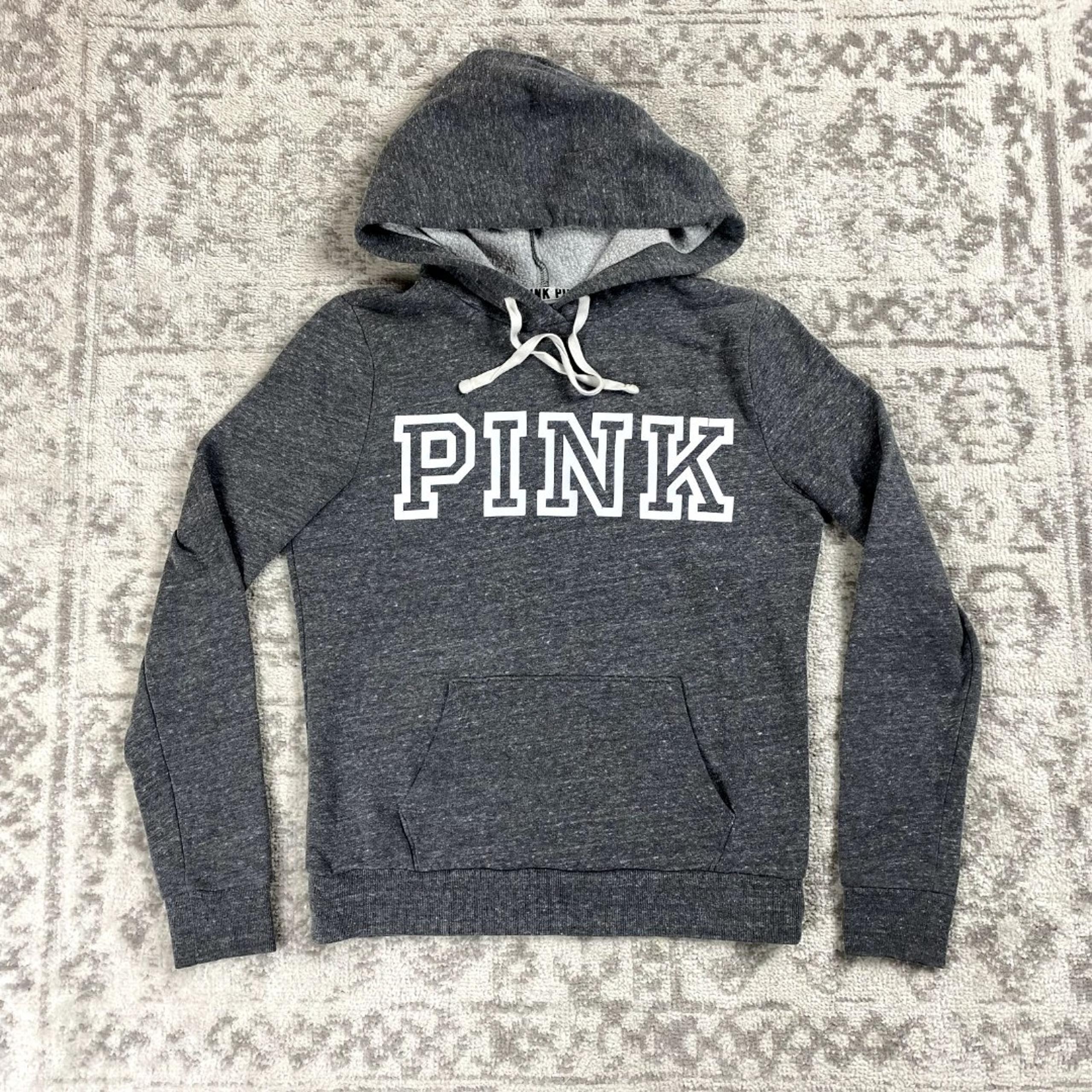 PINK Victoria Secret Pullover 165/84A Gray Hoodie Logo Spellout Size Extra Small