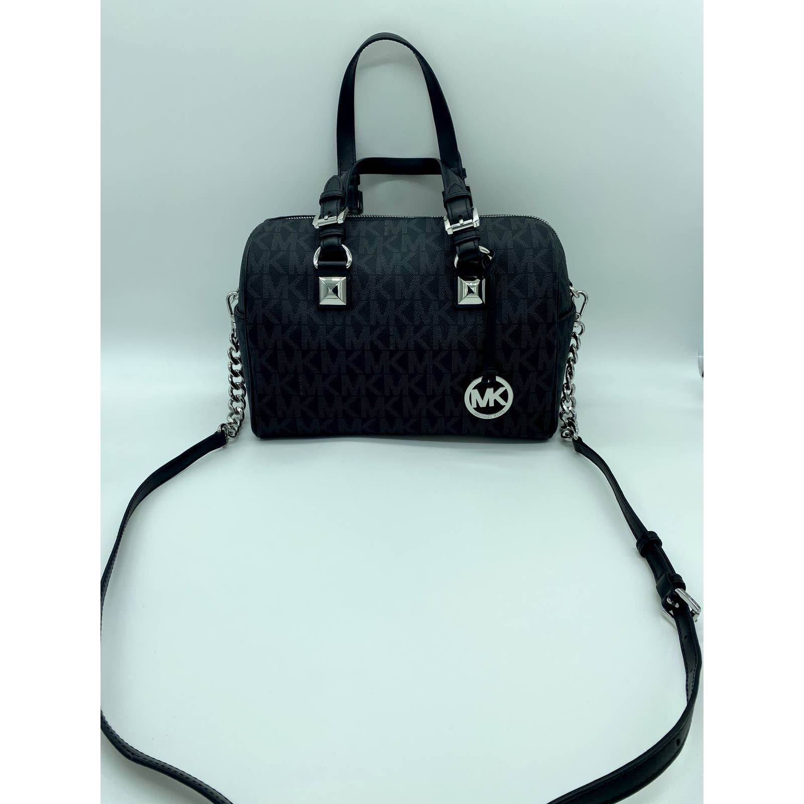 Michael Kors Grayson Medium Satchel Handbag Black 35FT8GYS2B