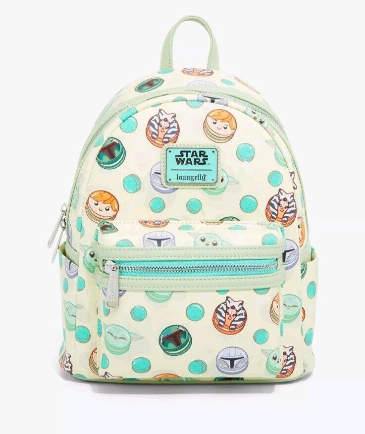 Loungefly Star Wars Mandalorian Macaron Characters Allover Print Mini Backpack