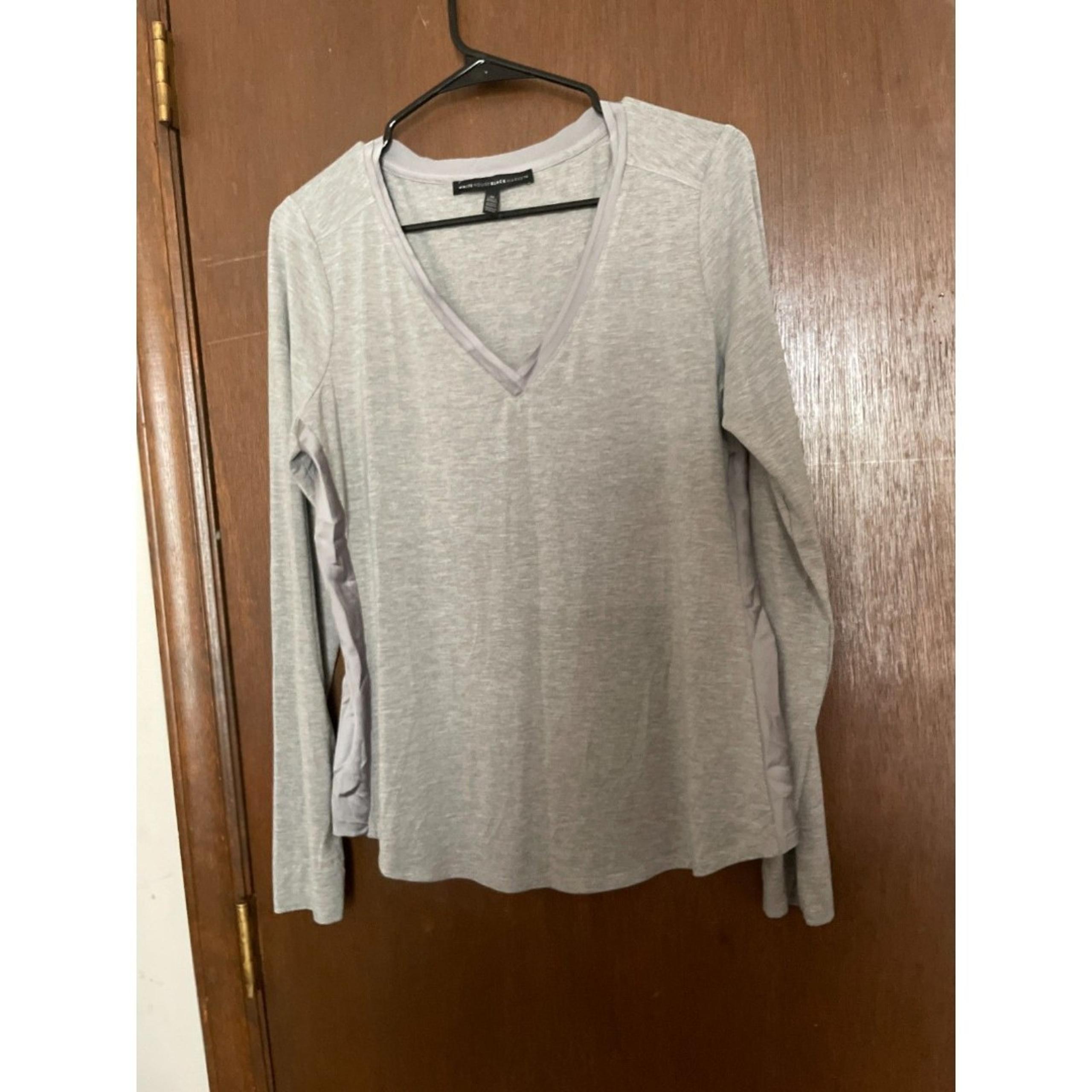 WHBM Knit Layering V Neck Top Gray Women's Medium