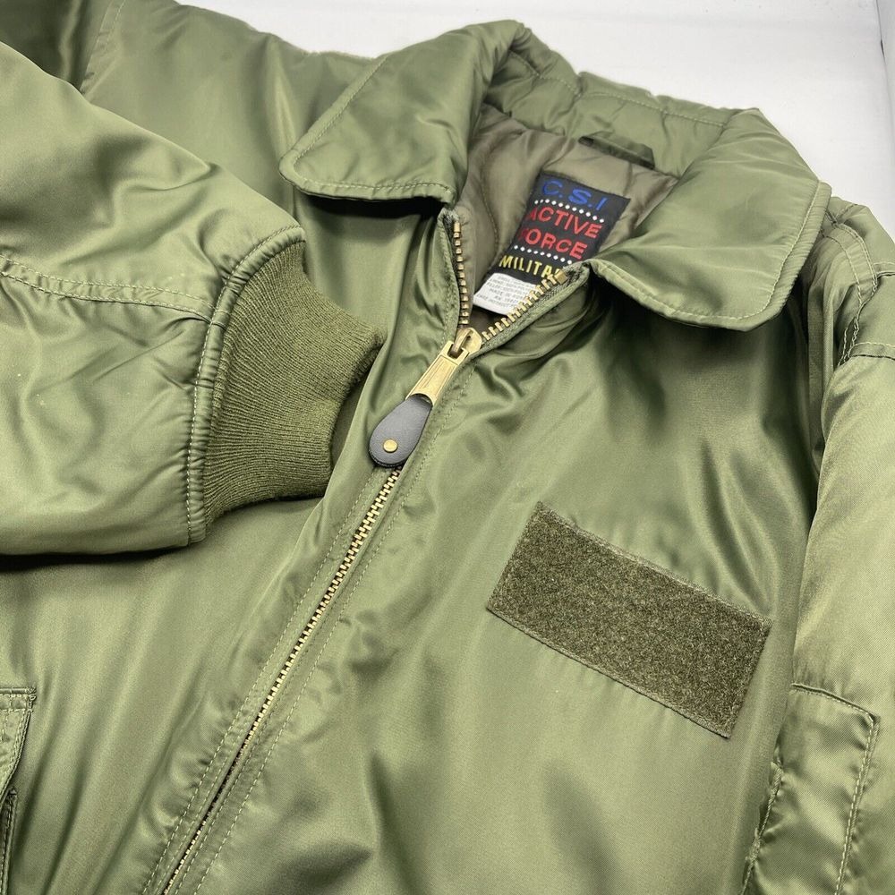 C.S.I Active Force Military Bomber Jacket Men Large Green Pockets Hunting Outdoo