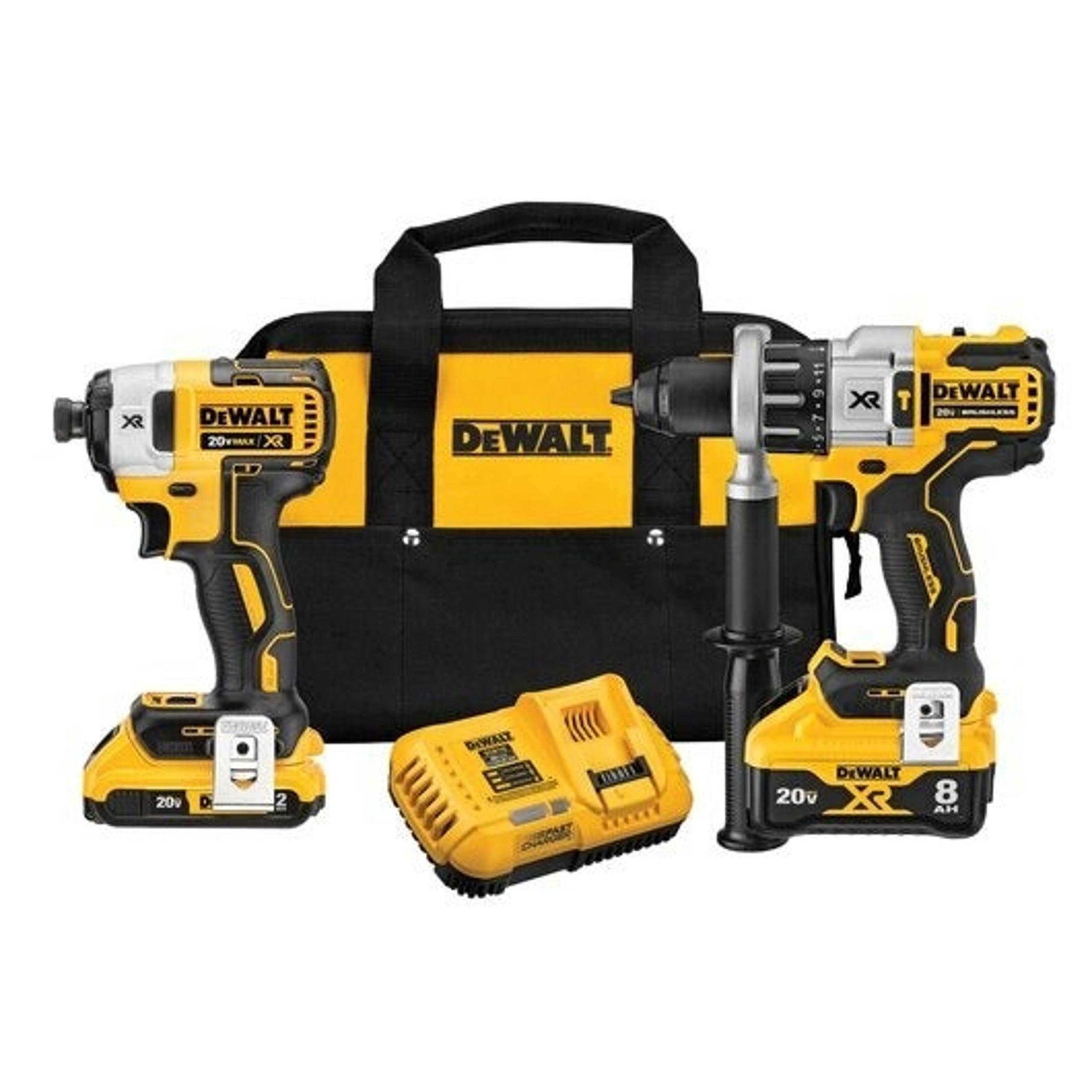 DeWALT 20V MAX XR Cordless Brushless 2 tool Hammer Drill and Impact Driver Kit