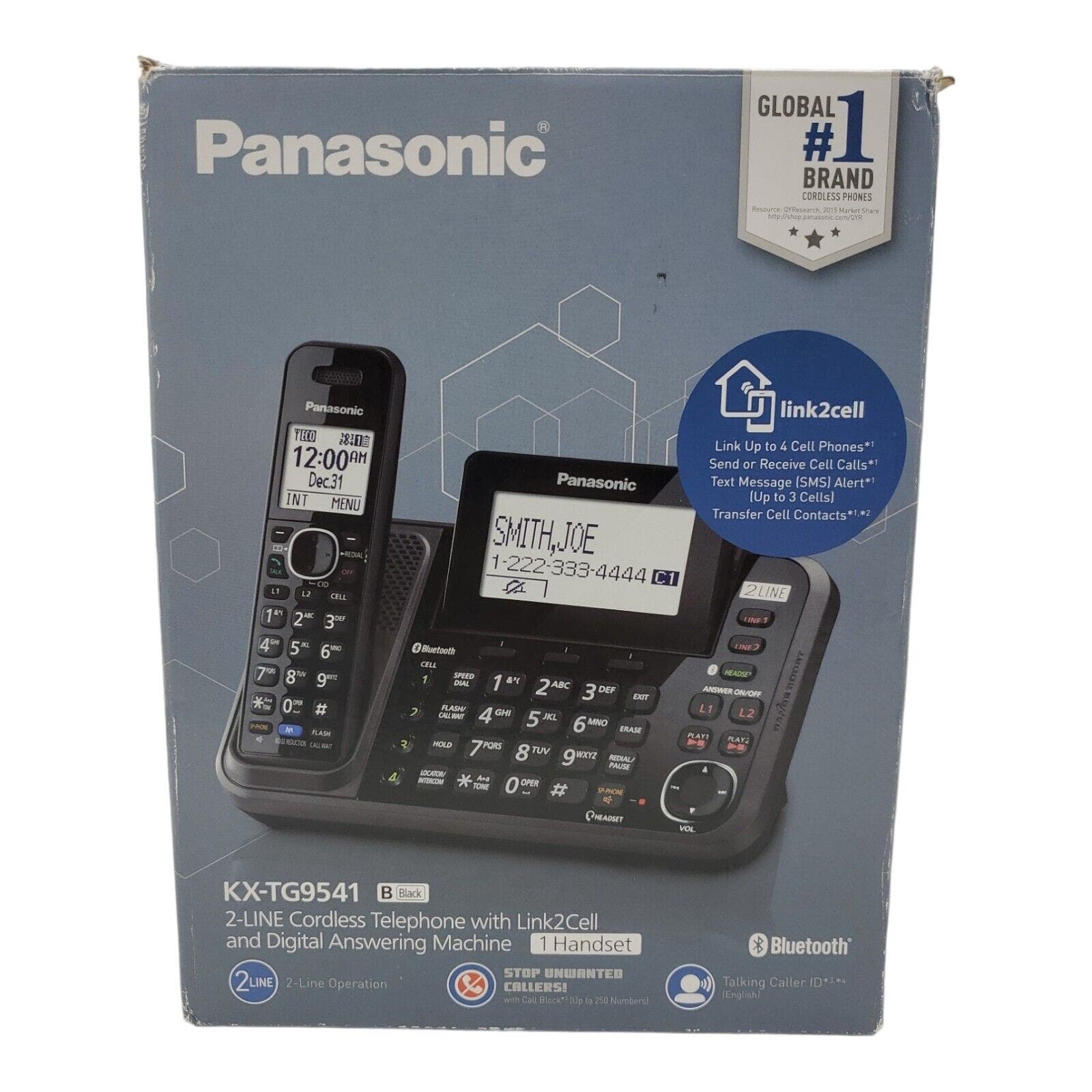 PANASONIC KX-TG9541B 2-Line Cordless, Link to Cell, USB Black