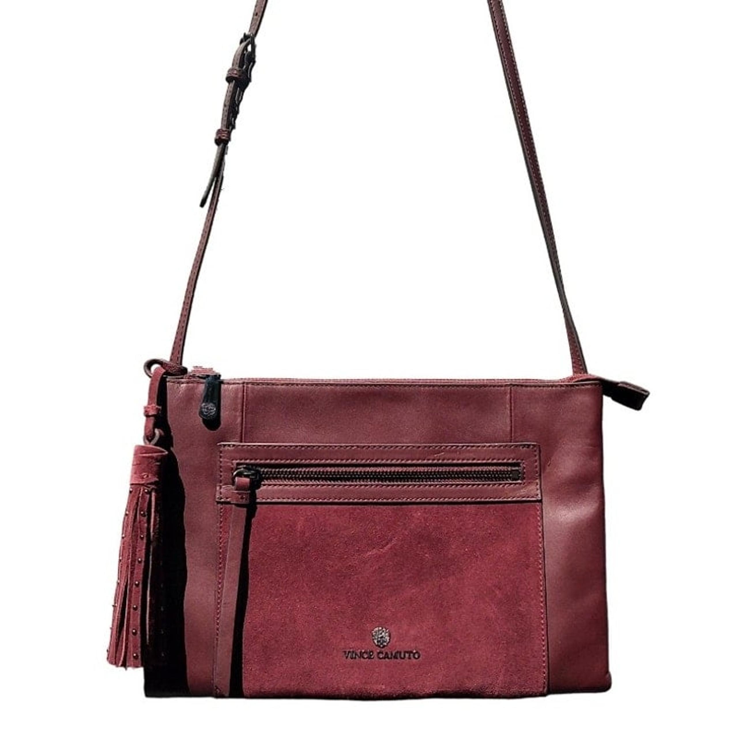 Vince Camuto "Letia" Deep Sugar Plum Crossbody Purse, Leather & Suede
