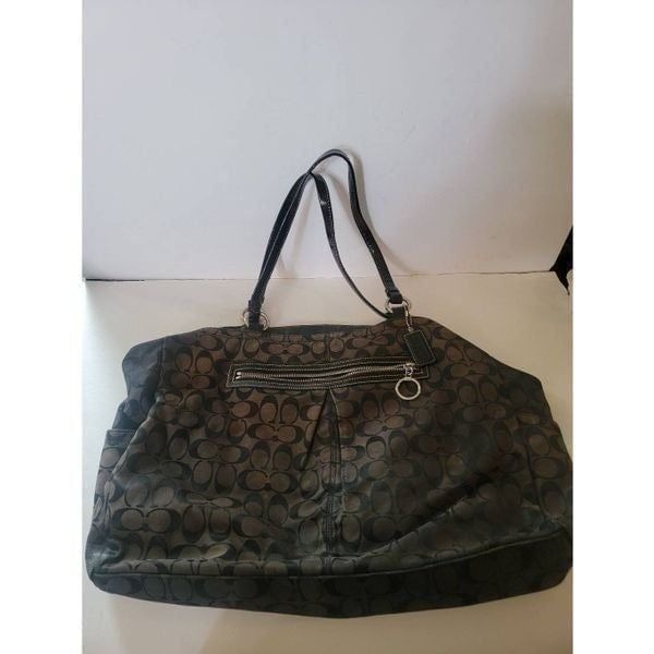 Coach Women's Black Signature Canvas Double Strap Classic Shoulder Bag