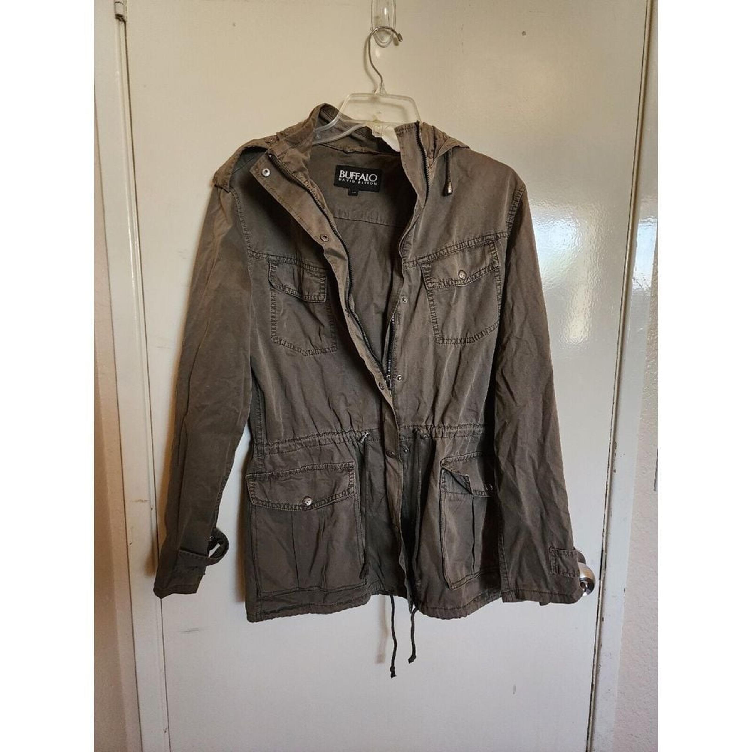 BUFFALO David Bitton Military Olive Green Anorak Hooded Jacket Women's S