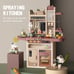 Kids Play Kitchen Set with Lights & Sounds, 65pcs, Cooking Stove, Sink, Steam, P