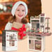 Kids Play Kitchen Set with Lights & Sounds, 65pcs, Cooking Stove, Sink, Steam, P