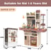 Kids Play Kitchen Set with Lights & Sounds, 65pcs, Cooking Stove, Sink, Steam, P