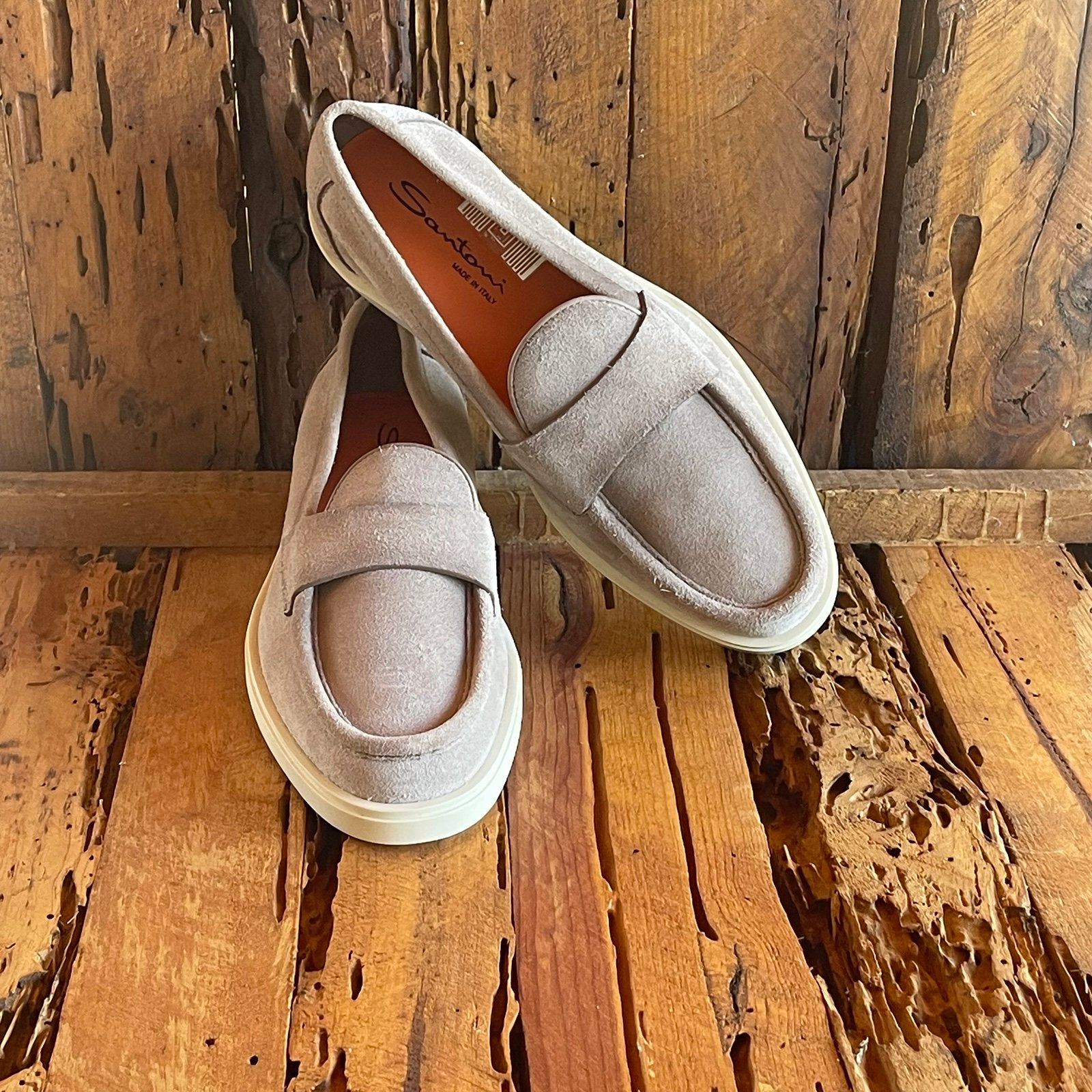 Santoni Natural Beige Suede Loafers SZ 7.5 Men's Shoes-MSRP 790-PRICE IS FIRM