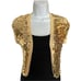 DESING HISTORY Shrug Gold Sequins Cropped Crochet Vest Size S