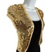 DESING HISTORY Shrug Gold Sequins Cropped Crochet Vest Size S