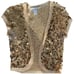 DESING HISTORY Shrug Gold Sequins Cropped Crochet Vest Size S