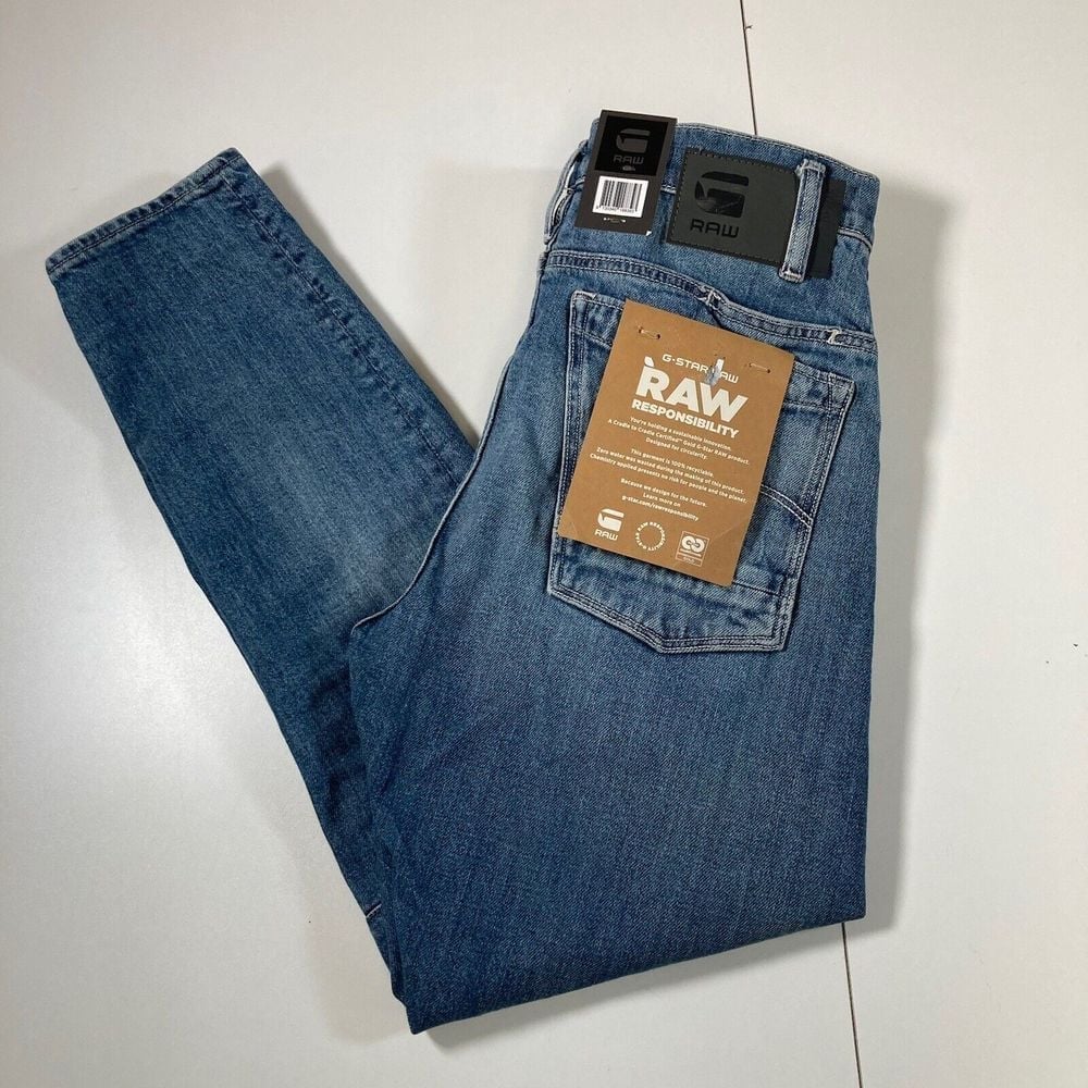 NEW G-Star Raw Scutar 3D Jeans Blue 28x30 Slim Tapered Button Fly Biker NWT 180