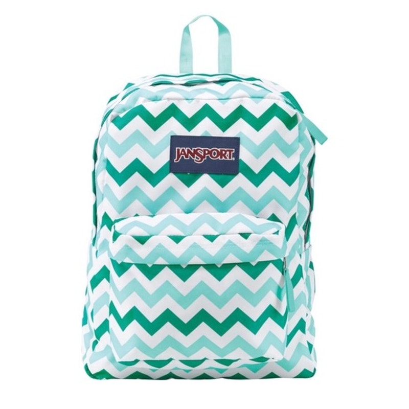 Jansport Superbreak Backpack Aqua Dash Zou Bisou Durable Daypack Zigzag New