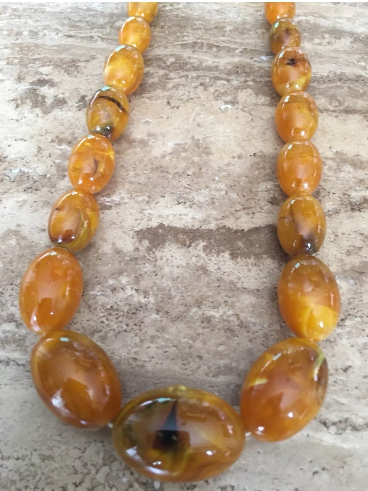 Vintage Baltic Amber Egg Yolk Butterscotch necklace 63 gram 28” Long Jewelry