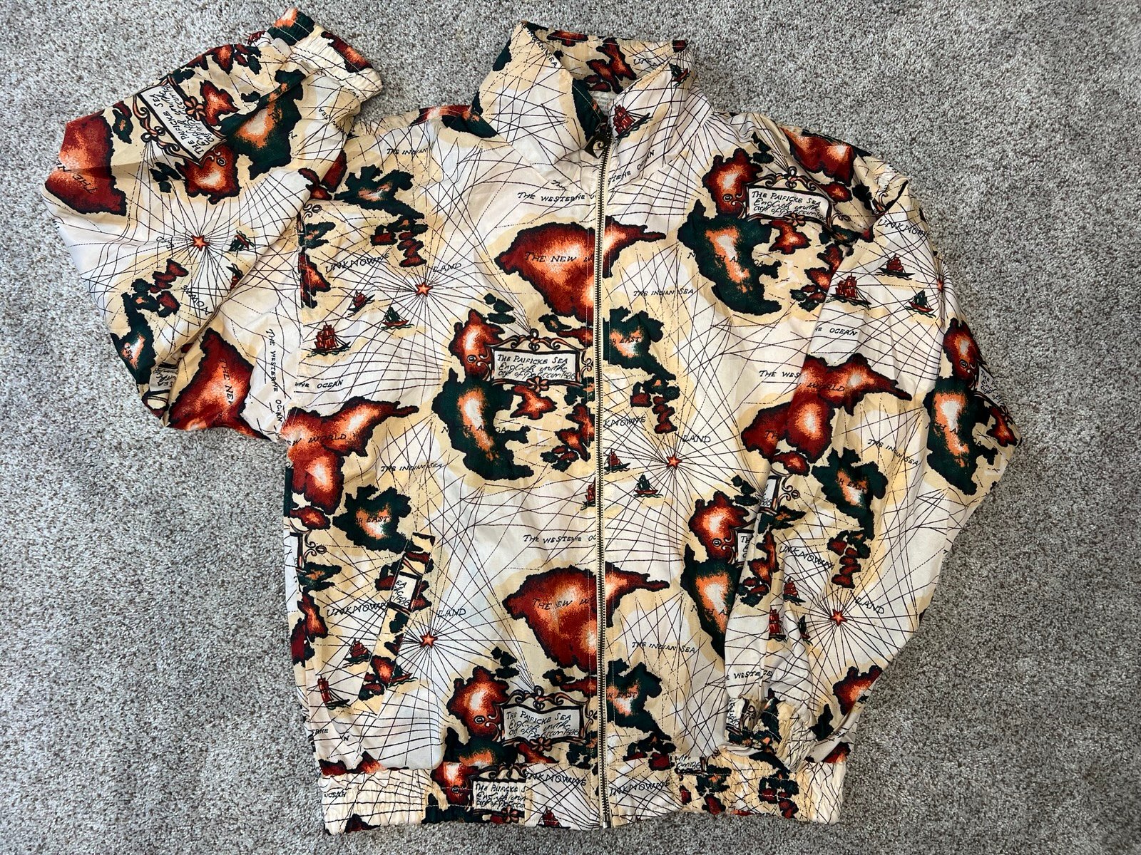 90s VTG Pierre Cardin Map Globe Windbreaker Jacket Women’s Size Medium Rare