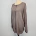 Made With Love Womens XL Snap Front Cardigan Sweater Taupe Round Neck Soft Boxy