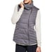 CALIA Asymmetric High Collar Quilted Vest Gray