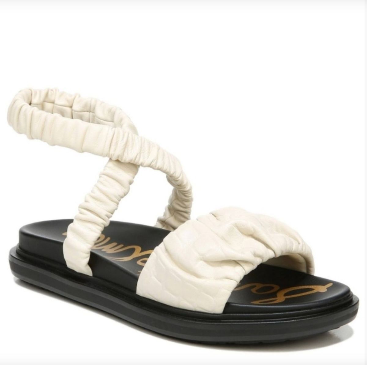 Sam Edelman VELMA LEATHER UPPER BLACK/Cream women's open toe sandals Sz 8
