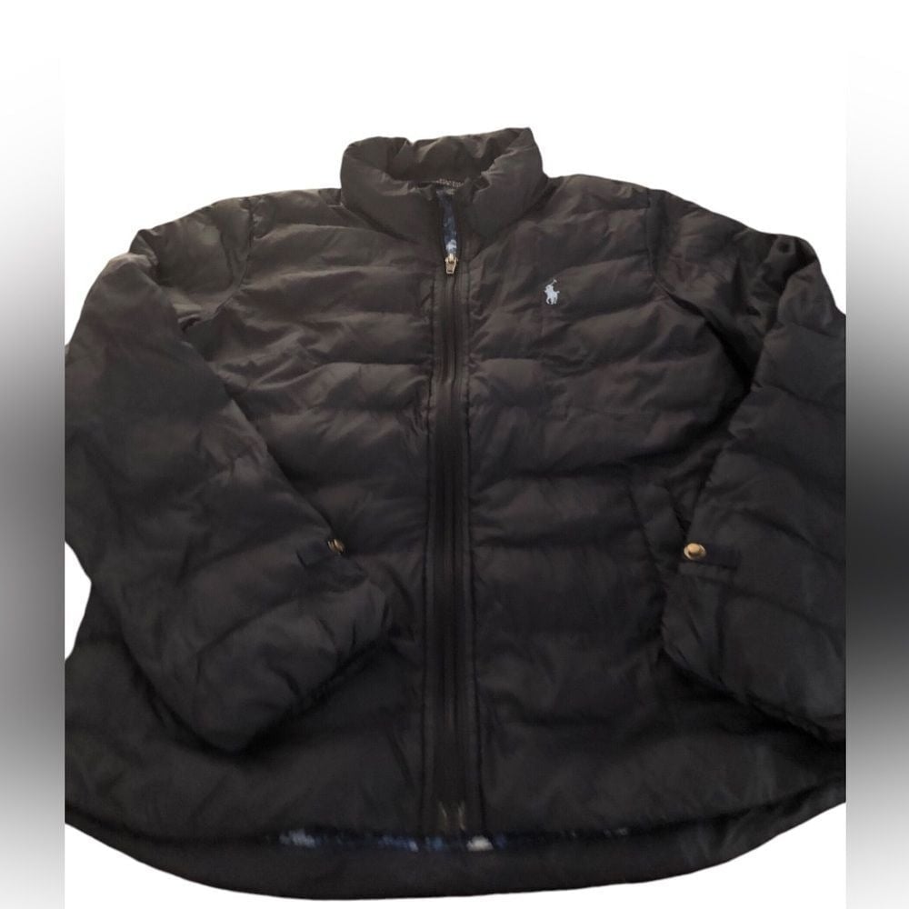Polo Ralph Lauren Girls Blue Down Jacket (Flower lining) Size M 8-10