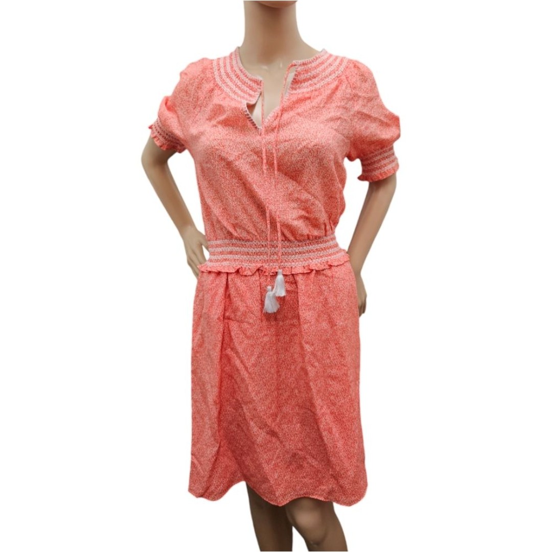 Tory Burch orange Silk Peasant Tassel Dress XS