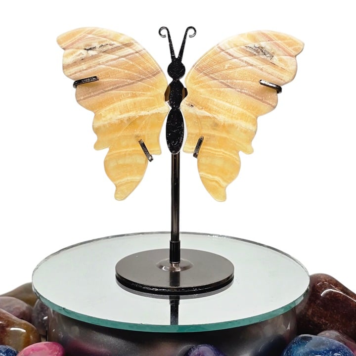 4.5 H Enchanting Banded Yellow Calcite Butterfly Crystal Wings