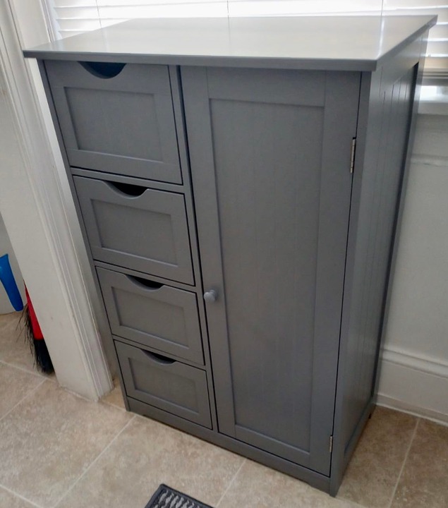 NEW Bathroom Storage Cabinet 4 Drawer Storage Organizer Cupboard Grey