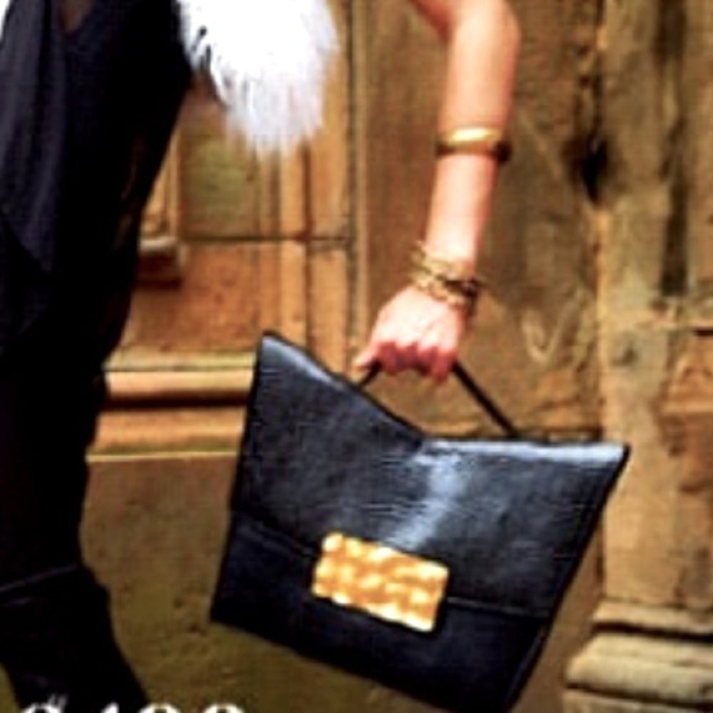 18kgold/silver plated Dareen Hakim Collection black gold plated bag,Brand