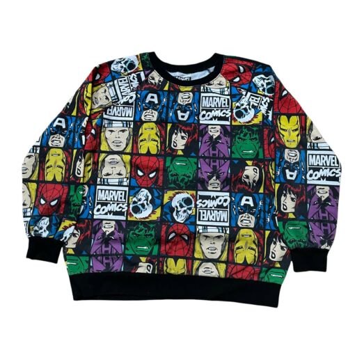 Marvel Comics Super Heroes Crew Neck Pullover Top Long Sleeve Shirt Men’s XL EUC