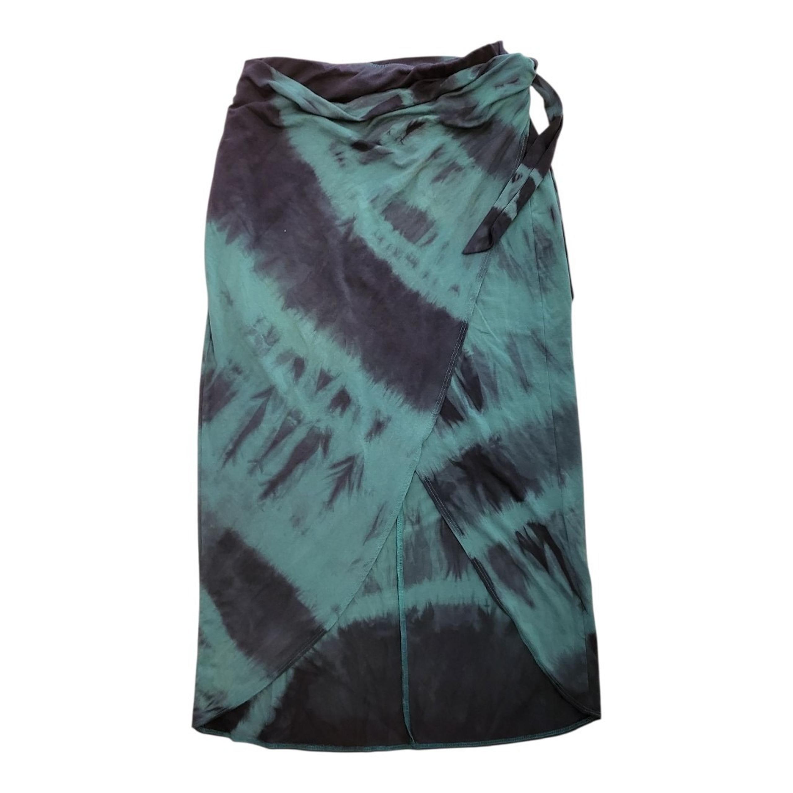 Reformation Tie Dye Emerald Green & Black Wrap Skirt Womens Size M