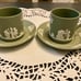 A pair of Wedgwood sage green jasperwar