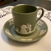 A pair of Wedgwood sage green jasperwar