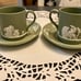 A pair of Wedgwood sage green jasperwar