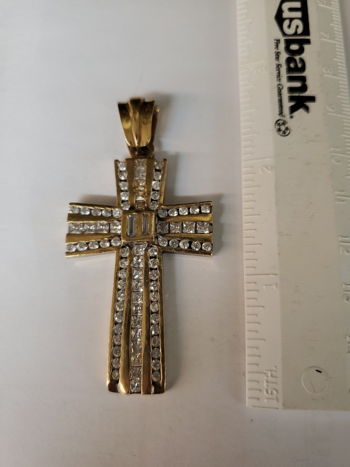 Real Gold 10kt Cross Pendant with stones