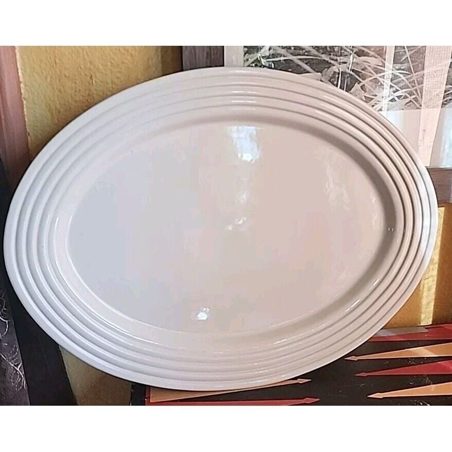 PAMPERED CHEF NEW TRADITIONS COLLECTION STONEWARE WHITE IVORY VANILLA PLATTER