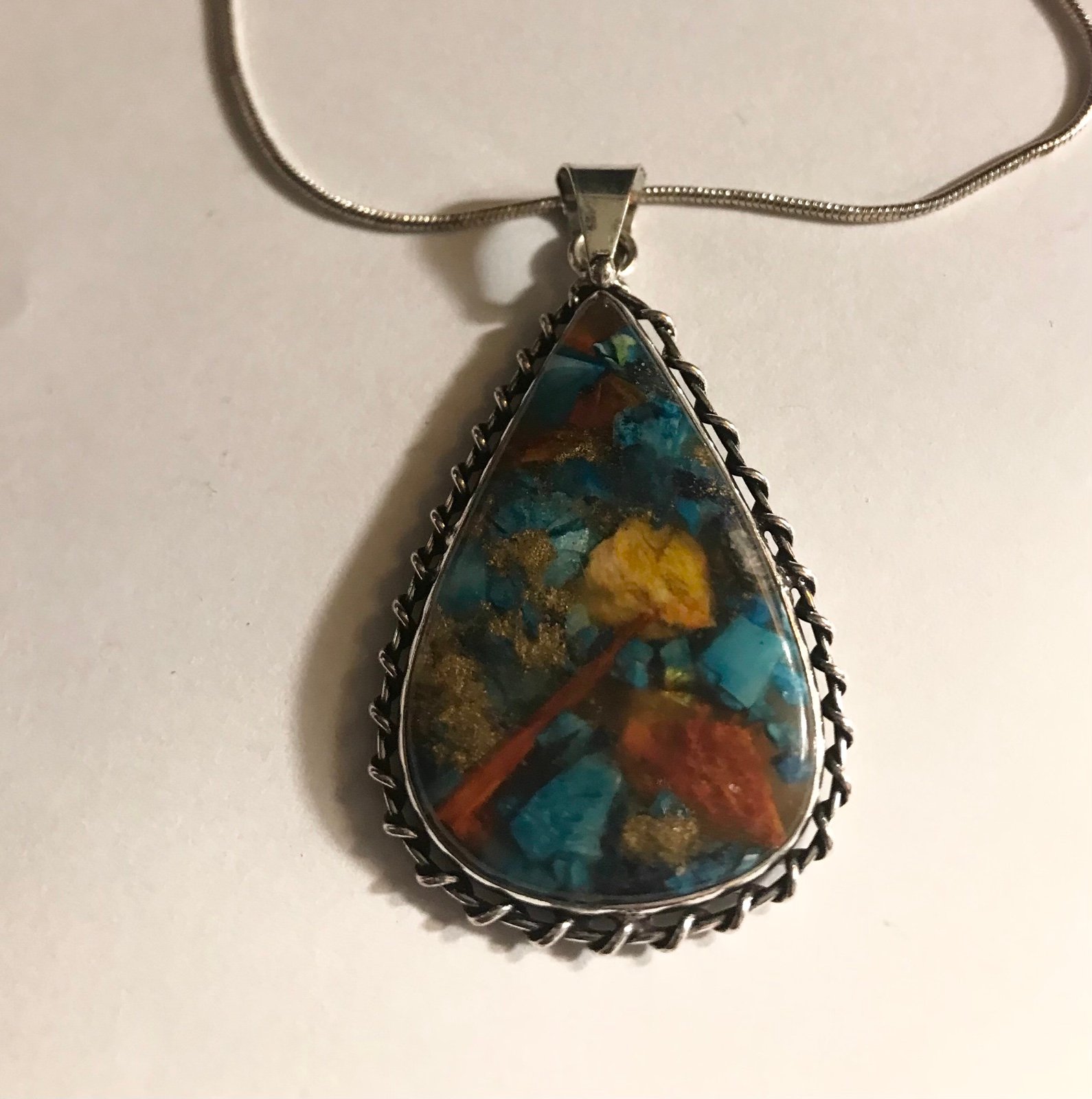 Oyster Copper Turquoise 925 Sterling Silver Necklace