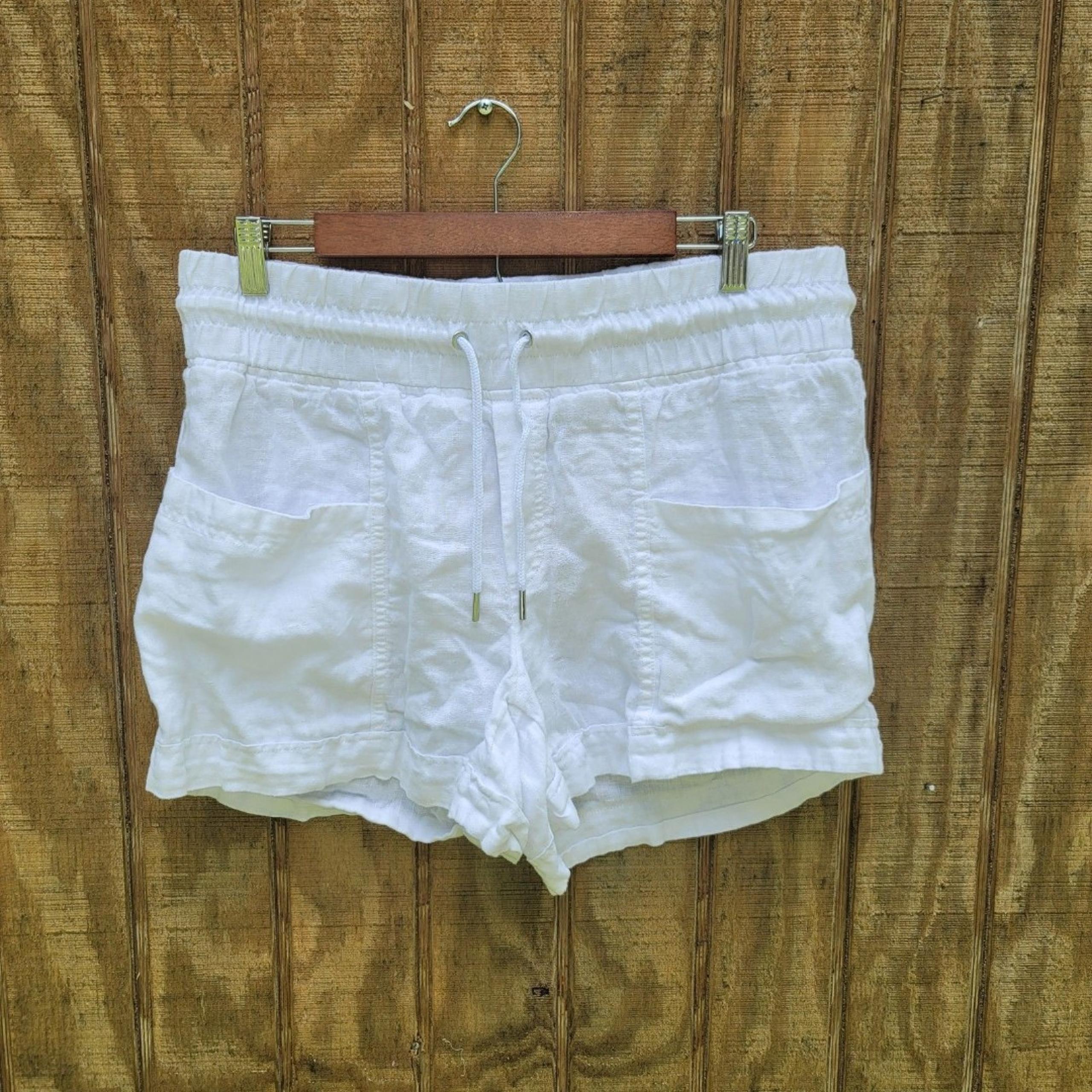 Athleta White Cabo 100% Linen Shorts Womens Size 12
