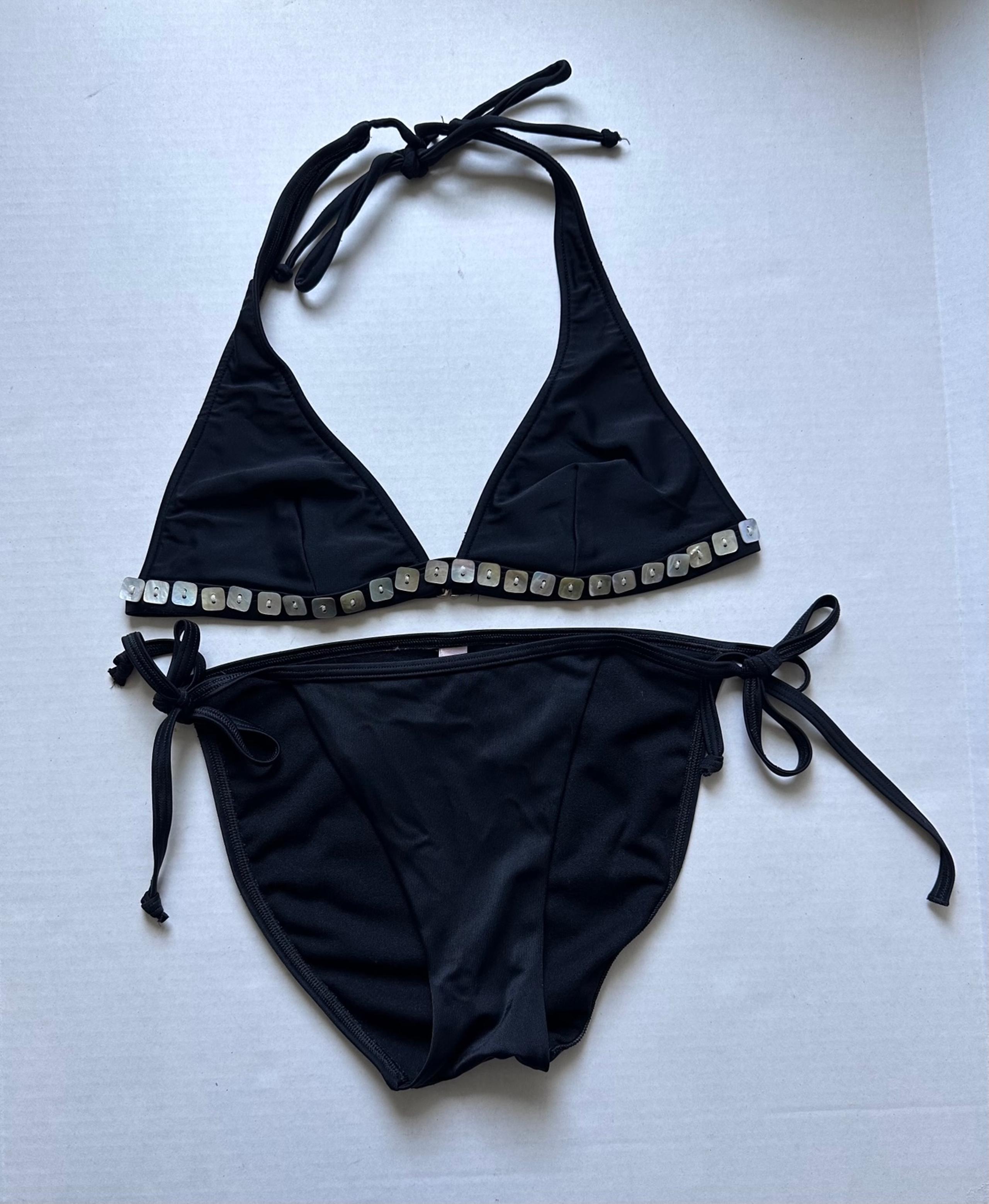 Black Shell Button Bikini - S