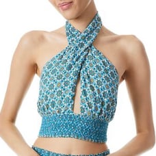 Alice and Olivia Lyndon Cross Front Halter Top