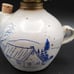 Vintage Signed Pottery Jug Oil Lamp With Winter Barn Scene